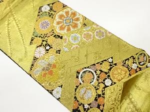 引箔松皮菱に華紋・菊唐草・桐模様織出し袋帯